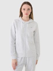 4F Bluza dresowa rozpinana z kapturem damska - szara XS. Szare bluzy damskie 4F, xs, bez wzorów, z bawełny, sportowe, bez ramiączek, z kapturem. Za 149.99 zł.