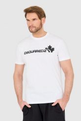 DSQUARED2 Biały bawełniany t-shirt z dużym logo. Białe t-shirty męskie Dsquared2, l, bez wzorów, z bawełny, bez kołnierzyka, bez ramiączek. W wyprzedaży za 699.99 zł.