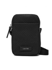 Calvin Klein Saszetka Embossed Woven Slim Reporter LV04D3221G Czarny. Czarne saszetki i nerki męskie Calvin Klein, bez wzorów, ze skóry. Za 329.99 zł.