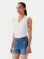 Morgan Top 251-DADILO Biały Slim Fit. Białe topy damskie Morgan, xl, bez wzorów, z syntetyku, bez kołnierzyka, bez ramiączek. Za 139.99 zł.
