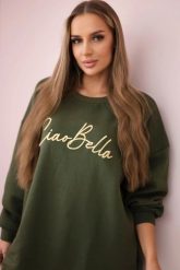 Bluza ocieplana z napisem Ciao Bella khaki. Brązowe bluzy damskie KESI, l, bez wzorów, z bawełny, eleganckie, bez ramiączek, bez kaptura. Za 258.24 zł.