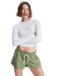 Dla Kobiety OCEANSIDE Zielony. Zielone szorty damskie Roxy, bez wzorów, ze lnu, z obniżonym stanem. Za 149.99 zł.