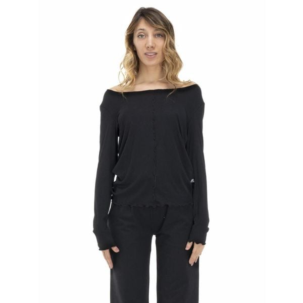 Damski T-shirt z długim rękawem w kolorach ziemi. Czarne t-shirty damskie LEONE 1947 APPAREL, l, bez wzorów, z tkaniny, sportowe, bez kołnierzyka, bez ramiączek. W wyprzedaży za 111.80 zł.