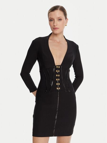 Elisabetta Franchi Sukienka koktajlowa AB-797-57E2-V590 Czarny Slim Fit. Czarne sukienki damskie Elisabetta Franchi, bez wzorów, z syntetyku, wizytowe, bez kołnierzyka, bez ramiączek. Za 2,049.00 zł.