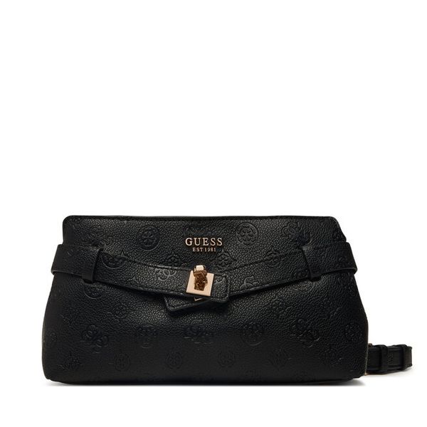Torebka Guess. Czarne listonoszki damskie Guess, z aplikacjami, bez dodatków. Za 485.99 zł.