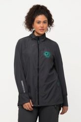 Damskie Kurtka HYPRAR lekka stójka tunel z recyklingu. Szare kurtki sportowe damskie Ulla Popken, plus size, bez wzorów, z materiału, bez ramiączek, bez kaptura. Za 383.99 zł.