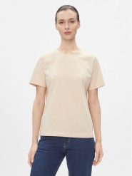 Calvin Klein T-Shirt Smooth Cotton Crew Neck Tee Ss K20K205410 Beżowy Regular Fit. Brązowe t-shirty damskie Calvin Klein, xl, bez wzorów, z bawełny, bez kołnierzyka, bez ramiączek. Za 179.99 zł.