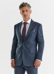 PAKO LORENTE – Granatowa marynarka garniturowa w pepitkę. Garnitury męskie Pako Lorente, bez wzorów, eleganckie. Za 699.99 zł.