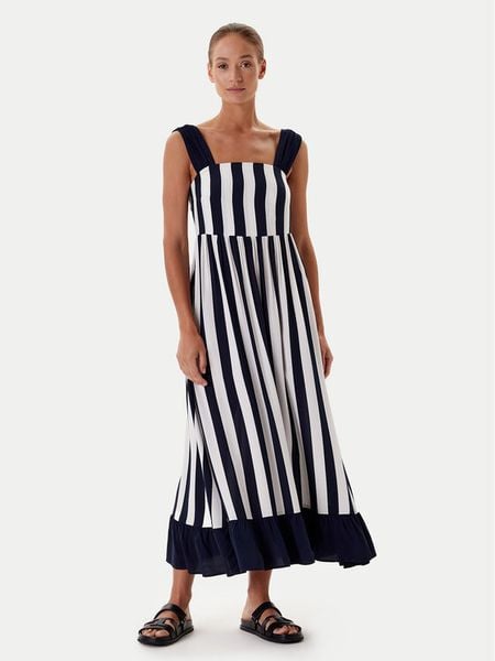 Tatuum Sukienka letnia Daliana 1 T2510.212 Granatowy Relaxed Fit. Niebieskie sukienki damskie Tatuum, na lato, bez wzorów, z wiskozy, bez kołnierzyka, bez ramiączek. Za 309.99 zł.