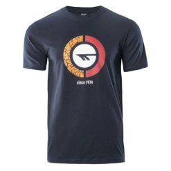 Koszulka męska Hi-Tec Rakan - granatowa, Rozmiar M. T-shirty męskie Hi-tec, m, bez wzorów, z bawełny, bez kołnierzyka, bez ramiączek. Za 44.99 zł.
