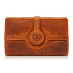 Portfel damski skórzany duży pomarańczowy vintage Paolo Peruzzi T-134-HOR. Brązowe portfele damskie Paolo Peruzzi, ze skóry. Za 94.00 zł.