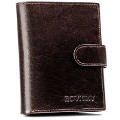 Portfel skórzany Rovicky N4L-RPVT-BL brązowy. Brązowe portfele męskie ROVICKY, bez wzorów, ze skóry. Za 57.99 zł.
