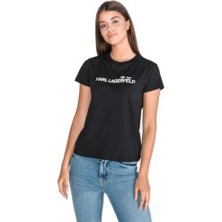 Karl Lagerfeld Ikonik Koszulka Czarny. Czarne bluzki damskie KARL LAGERFELD, s, bez wzorów, z bawełny, bez kołnierzyka, bez ramiączek. Za 350.95 zł.