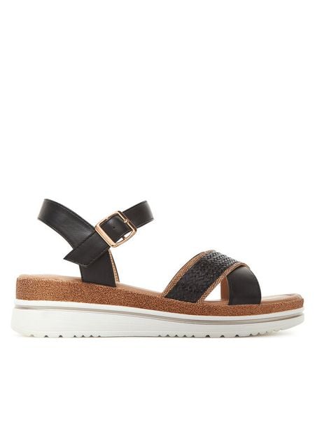 Clara Barson Sandały WS2506-05 Czarny. Czarne sandały damskie Clara Barson, bez wzorów, z materiału, bez obcasa, na koturnie, bez zapięcia. Za 119.99 zł.