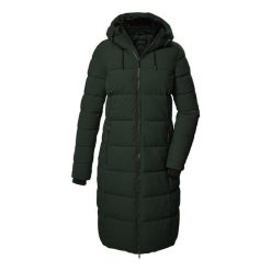 Płaszcz techniczny pikowany z kapturem zapinany na zamek damski Killtec KOW 65. Szare płaszcze damskie KILLTEC, s, bez wzorów, bez kołnierzyka, z kapturem. Za 899.99 zł.