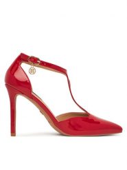 Nine West Szpilki WS21582-01 Czerwony. Czerwone szpilki damskie Nine West, bez wzorów, z materiału, bez obcasa, na szpilce, bez zapięcia. Za 229.99 zł.
