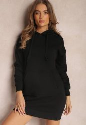 Czarna Bluza Długa z Kapturem Firro. Czarne bluzy damskie Renee, m, bez wzorów, z bawełny, casualowe, bez ramiączek, z kapturem. Za 89.99 zł.