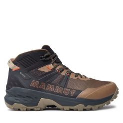 Trekkingi Mammut. Brązowe botki męskie Mammut, bez wzorów, sportowe, bez obcasa, bez zapięcia. Za 739.99 zł.