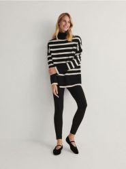 Legginsy z gorsetowym stanem - czarny. Czarne legginsy damskie Reserved, bez wzorów, z dzianiny. W wyprzedaży za 39.99 zł.