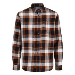 Koszula Jack & Jones Klasyczna Jesień hawajski zachód słońca. Brązowe koszule męskie Jack&Jones, na jesień, s, bez wzorów, klasyczne, bez kołnierzyka, bez ramiączek. Za 190.35 zł.