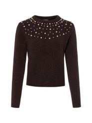 Marie Lund Sweter z domieszką wełny Kobiety brązowy, M. Brązowe swetry nierozpinane damskie Marie Lund, m, bez wzorów, z wełny, bez kołnierzyka, bez ramiączek. Za 129.95 zł.