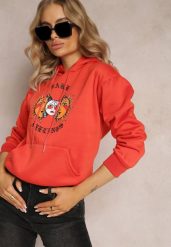 Pomarańczowa Bluza Kangurka z Nadrukiem i Kapturem Uvella. Brązowe bluzy damskie Renee, l, bez wzorów, casualowe, bez ramiączek. Za 79.99 zł.