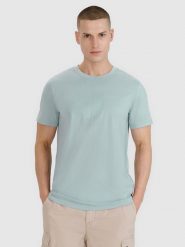 4F T-shirt regular z nadrukiem męski - niebieski S. Niebieskie t-shirty męskie 4F, m, bez wzorów, z bawełny, bez kołnierzyka, bez ramiączek. Za 59.99 zł.