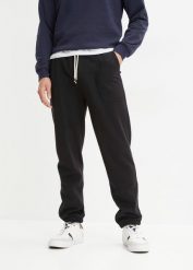 Spodnie sportowe z czystej bawełny organicznej. Czarne spodnie sportowe męskie bonprix, l, bez wzorów, z bawełny. Za 84.99 zł.