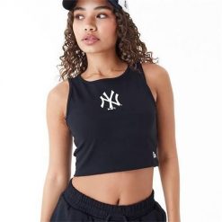 Koszulka sportowa damska New Era Neyyan. Czarne koszulki sportowe damskie New Era, l, bez wzorów, bez ramiączek. Za 263.00 zł.