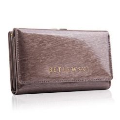 Portfel damski BETLEWSKI ZBPD-BS-108 SZARY. Szare portfele damskie Betlewski, z lakierowanej skóry. Za 139.00 zł.