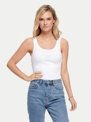 ONLY Top Live 15095808 Biały Stretch Fit. Białe topy damskie ONLY, s, bez wzorów, z bawełny, bez kołnierzyka, bez ramiączek. Za 39.99 zł.