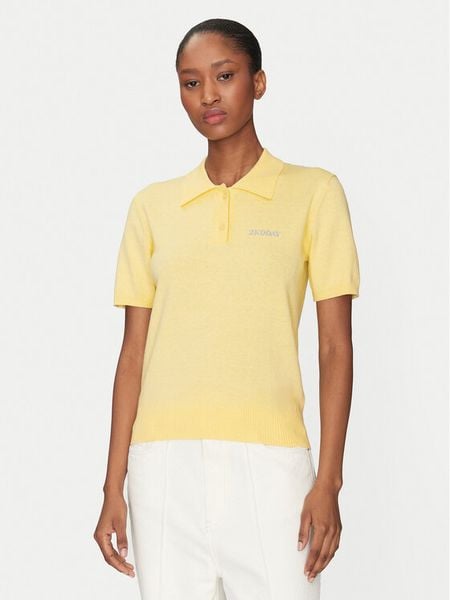 2NDDAY Sweter Jean 2252348408 Żółty Regular Fit. Żółte swetry nierozpinane damskie 2NDDAY, xs, bez wzorów, z bawełny, bez kołnierzyka, bez ramiączek. Za 269.99 zł.