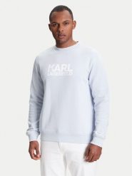 KARL LAGERFELD Bluza 705091 553917 Błękitny Regular Fit. Niebieskie bluzy męskie KARL LAGERFELD, l, bez wzorów, z bawełny, bez ramiączek, bez kaptura. Za 359.99 zł.