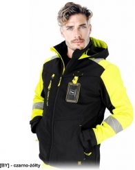 Reis - męska kurtka ochronna softshell rip-stop wodoodporna wiatroszczelna oddychająca odpinany kaptur kieszenie na suwak regulowany dół i rękawy odbl. Brązowe kurtki męskie Reis, m, bez wzorów, z softshellu, bez kaptura. Za 167.36 zł.