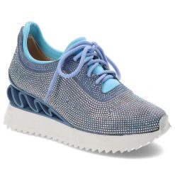 Niebieskie Sneakersy S.Barski Stylowe Obuwie Damskie. Niebieskie obuwie sportowe damskie S.BARSKI, z aplikacjami, bez zapięcia, trekkingowe. Za 309.00 zł.