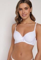 Biały Klasyczny Biustonosz o Gładkim Wykończeniu Lamisa. Białe biustonosze Born2be, bez wzorów. Za 24.99 zł.