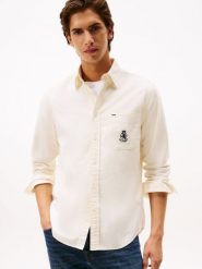 Tommy Hilfiger koszula bawełniana Mężczyźni Regular Fit Bawełna biały, XL. Białe koszule męskie Tommy Hilfiger, m, bez wzorów, z bawełny, klasyczne, bez kołnierzyka, bez ramiączek. Za 229.95 zł.