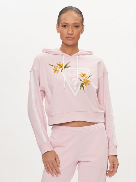 Guess Bluza Zoey V4GQ04 KC6V1 Różowy Regular Fit. Czerwone bluzy damskie Guess, xl, z aplikacjami, z bawełny, bez ramiączek, bez kaptura. Za 299.99 zł.