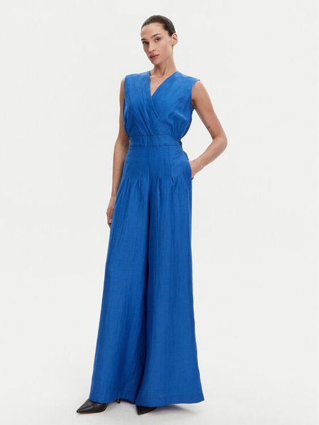 KAOS Kombinezon RP1MR061 3001 Niebieski Regular Fit. Niebieskie sukienki damskie KAOS, bez wzorów, ze lnu, bez kołnierzyka, bez ramiączek. Za 699.99 zł.