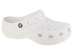 Klapki Crocs Model Classic Platform Clog W Kolor Biały. Białe klapki damskie Crocs, bez wzorów, z gumy, bez obcasa, bez zapięcia. Za 275.00 zł.