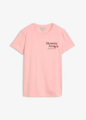 T-shirt oversize 2 w 1 na okres ciąży i do karmienia z bawełny organicznej, z nadrukiem na plecach. Czerwone t-shirty damskie bonprix, bez wzorów, z bawełny, bez kołnierzyka, bez ramiączek. Za 27.99 zł.