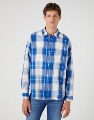 WRANGLER 1 PKT SHIRT MĘSKA KOSZULA MATERIAŁOWA W KRATĘ NAUTICAL W5D64MXV2 112330810. Koszule męskie Wrangler, m, bez wzorów, z materiału, bez kołnierzyka, bez ramiączek. Za 159.99 zł.