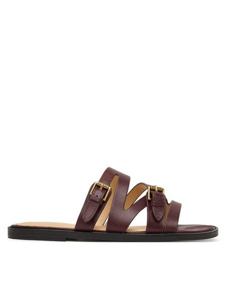 Guess Klapki FLJGRY LEA03 Bordowy. Czerwone klapki damskie Guess, z aplikacjami, ze skóry, bez obcasa, bez zapięcia. Za 301.99 zł.