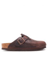 Birkenstock Klapki Boston Bs 860133 Brązowy. Brązowe klapki damskie Birkenstock, bez wzorów, z nubiku, bez obcasa, bez zapięcia. Za 529.00 zł.