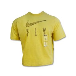 Koszulka damska Nike Dri-FIT Swoosh Fly Boxy T-shirt Wmns Lemon Wash. Żółte bluzki damskie Nike, xs, bez wzorów, sportowe, bez kołnierzyka, bez ramiączek. Za 106.00 zł.