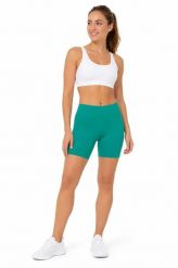 Krótkie legginsy damskie 4F 4FRSS26TSTIF036. Zielone legginsy damskie 4F, bez wzorów, z dzianiny. Za 45.99 zł.