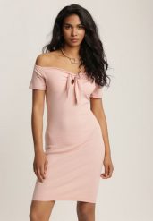 Jasnoróżowa Sukienka Aquita. Czerwone sukienki damskie Renee, s, bez wzorów, z bawełny, sportowe, bez kołnierzyka, bez ramiączek, mini, dopasowane. Za 34.99 zł.