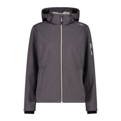 Kurtka damska turystyczna CMP 39A5006. Szare kurtki sportowe damskie CMP, l, bez wzorów, z softshellu, bez ramiączek, bez kaptura, trekkingowe. W wyprzedaży za 209.99 zł.