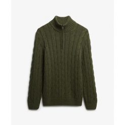 Sweter z dekoltem typu stójka Superdry Jacob. Zielone swetry męskie Superdry, na zimę, m, bez wzorów, bez kołnierzyka, bez ramiączek. Za 391.50 zł.