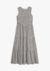Sukienka midi z mieszanki wiskozy. Czarne sukienki damskie bonprix, bez wzorów, z wiskozy, eleganckie, bez kołnierzyka, bez ramiączek, midi. Za 99.99 zł.